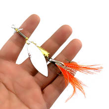 1PCS 13g 8.4cm Fishing Lure Rotating Spinner Sequins Wobbler Bait Spinerbait with Orange Feather for Bass Trout Perch Pike 2024 - buy cheap