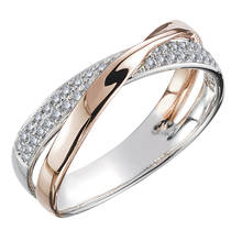 Novo estilo simples personalidade x-shaped bicolor zircon anel para mulher, tempo anel de casamento jóias 2024 - compre barato