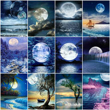 HUACAN 5D Diamond Painting Lake Mosaic Rhinestone Night Full Square DIY Diamond Embroidery Moon Home Decoration 2024 - buy cheap