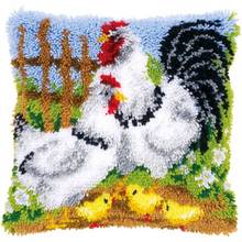 Trava gancho almofada animal frango travesseiro sofá decoração crocheting kits de fios para bordados pré-impresso cor canvas catoon 2024 - compre barato