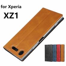 Кожаный чехол премиум-класса для Sony Xperia XZ1 F8342, Ультратонкий чехол с откидной крышкой, магнитный адсорбционный чехол + 1 шнурок 2024 - купить недорого