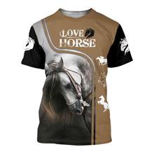 2020 verão nova moda tshirt amor cavalo padrão bonito impresso das mulheres dos homens camiseta o pescoço topos casuais harajuku 3d 2024 - compre barato