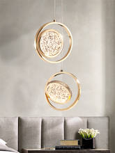 Nordic crystal Rose gold pendant lights bedroom bar modern living room Aisle rotating inner ring luxury pendant lamps lighting 2024 - buy cheap