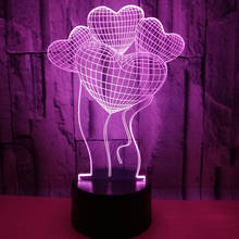 Valentine's Day Gift 3D Night Light Led Romantic balloons Colorful Table Lamp for Wife Girlsfriend Bedroom Home Decoration 2024 - buy cheap