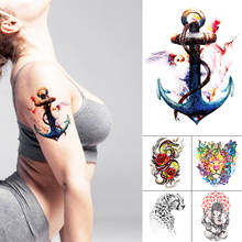 Pegatina de tatuaje temporal a prueba de agua, tatuaje falso prediseñado con diseño de ancla, flor, leopardo, transferencia al agua, arte corporal 2024 - compra barato