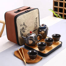 Bule de cerâmica um pote quatro copos, para viagem ao ar livre kung fu conjunto de copo de viagem conjunto de chá kung fu vinho conjunto de chá chinês 2024 - compre barato