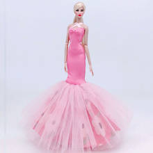 Pink Floral Fashion Doll Clothes For Barbie Doll Dress Outfits Mermaid Fishtail Party Gown 1/6 Dolls Accessories 2024 - buy cheap