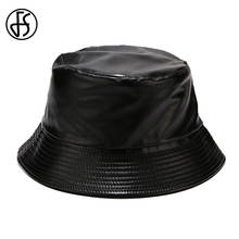 FS Retro Luxury Leather Bucket Hat For Men Women Black Brown Double-sided Fisherman Hats All Seasons Outdoor Streetwear Sun Cap 2024 - buy cheap