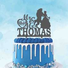 Personalized Wedding Cake Topper Custom Mr Mrs Name Wedding Date Beauty and Beast Cake Topper For Wedding Party Cake Decoration 2024 - buy cheap