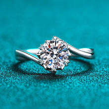 Серебряное кольцо с бриллиантом, 1 карат, белая, с муассанитом, снежинка, ювелирные изделия из серебра 925 пробы 2024 - купить недорого