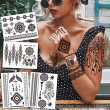 Black Henna Arm Tattoo Mandala Flower Temporary Tattoos For Women Female Girls Sticker Fake Tattoo Mehndi Custom Tatoos Wedding 2024 - buy cheap