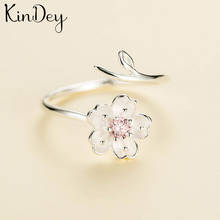 Kindey модного серебристого цвета кольца с цветком вишни для женщин и мужчин, свадебные украшения, кольца на палец, оптовая продажа 2024 - купить недорого