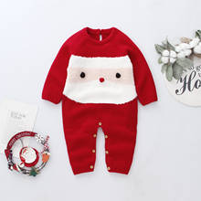 Christmas Kid Winter Warm Red Rompers Newborn Baby Girl Boys Wool Knitting Long Sleeve Santa Claus Romper Jumpsuit Outfits Xmas 2024 - buy cheap