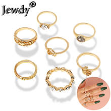 7Pcs/Set Simple Style Rose Flower Rings Set  Boho Rhinestone Heart Number 8 Finger Jewelry Women Men Anniversary Party Gifts 2024 - buy cheap