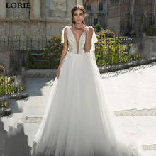 LORIE A Line Lace Boho Wedding Dresses Appliqued Lace Bride Dresses Open V Back Princess Wedding Gowns Vestidos de novia 2024 - buy cheap