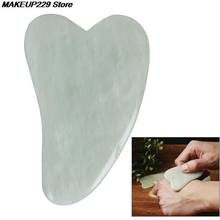 Placa de pedra de jade natural para cuidado gua sha, ferramenta de massagem para cuidados com o corpo, acupuntura, raspador para costas, face, braço, perna, 1 peça 2024 - compre barato