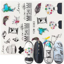 1 Sheet Balloon Feather Bird Funnel Water Decal Nail Art Transfer Sticker for Nail Art Tattoo Decoration 2024 - buy cheap