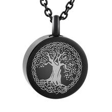 Stainless Steel Cremation Urn Pendant Round Tree Of Life Memorial Jewelry For Ashes Silver Gold Rose Gold Black Keepsake Locket 2024 - buy cheap