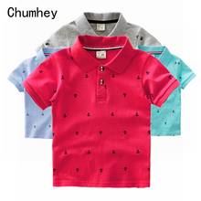 Детская хлопковая рубашка Chumhey, летняя рубашка с короткими рукавами и мультяшным рисунком лодки, для мальчиков, Bebe, одежда для малышей, 2019 2024 - купить недорого