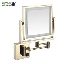 LED Bathroom Mirror SDSN Fold Bathroom LED Mirrors Wall Mounted Gold LED Cosmetic Mirror Quality Brass LED Bath Mirrors 2024 - buy cheap