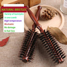 Natural wild boar bristles straight and twill blowing curling comb anti-static handle rolling brush beauty salon styling tool 2024 - buy cheap