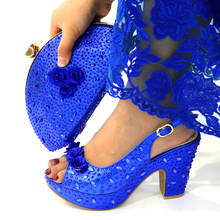 Doershow-conjunto de sapatos e bolsa africanos, nova remessa, cor azul, sapatos italianos, com bolsa combinando, festa feminina nigeriana! HDG1-7 2024 - compre barato