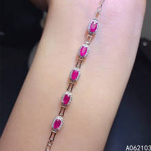 Pulseira feminina de prata esterlina 925, joias finas de alta qualidade, rosa, rubi, pedra preciosa popular, pulseira de mão embutida, detecção de suporte 2024 - compre barato