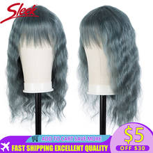 Sleek Blue Human Hair Wigs For Women Body Wave Wigs With Bangs Blonde Colored Remy Brazilian Hair Wigs Short Pixie Cut  Wigs 2024 - buy cheap