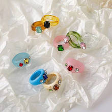 Women's Transparent Resin Acrylic Ring Creative Korean Square Geometric Round Irregular Jewelry 2021 2024 - buy cheap