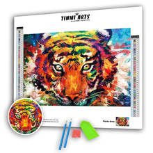 5d diy kits de pintura de diamante cola derramada chanfrada animais aquarela tigre fotos inteiramente redondo bordado arte de mosaico 2024 - compre barato