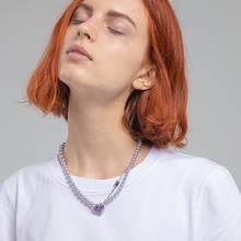 Origin Summer Double Layer Elegant Purple Color Big Love Heart Pendant Necklace for Women Exquisite Pearl Necklace Jewelry 2024 - buy cheap