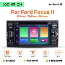 Ips dsp 8 núcleo 2din android 11car rádio multimídia para ford focus 2 3 mk2 mondeo 4 kuga fiesta trânsito conectar S-MAXC-MAX 4g 64g 2024 - compre barato