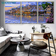 Sdoyuno 3 pçs 40x50cm pintura por números para o cenário adulto diy sem moldura pintura por números na lona pintados à mão arte da parede 2024 - compre barato