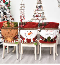 1 pçs natal santa boneco de neve elk cadeira cobre jantar flanela cadeira xmas boné define jantar mesa chapéu cadeira de volta cobre 2024 - compre barato