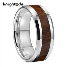 8mm High Quality Silvery Tungsten Carbide Rings Wood Inlay For Men Women Tungsten Wedding Band Beveled Edges Polished Finish 2024 - buy cheap