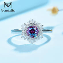 Женское серебряное кольцо Kuololit, кольцо с натуральным Александритом 0,8 карата, 925 пробы 2024 - купить недорого