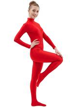 Womens Nylon Spandex Turtleneck Long Sleeve One Piece Footed dance Unitard Bodysuits Zentai Suits 2024 - buy cheap