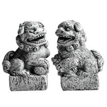 Mini estatua de león de piedra, esculturas de resina de estilo chino, artesanías hechas a mano para Decoración de mesa en maceta, E2S 2024 - compra barato