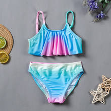 Girls' Flounce Ruffle Top Bikini Swimsuit Set 2020 Children 2-Pieces Bathing Suits Summer Beachwear Girls Swimwear 2024 - купить недорого