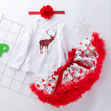 Рождественская одежда для маленьких девочек комплекты для новорожденных хлопковый комплект из 3 предметов для маленьких девочек с длинными рукавами, Рождественский красный костюм для малышей 2024 - купить недорого