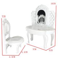NK-Conjunto de muebles para muñecas Barbie Kelly, minisilla y espejo de tocador blanco, 1:12, accesorios para casa de muñecas, 2 uds. 2024 - compra barato