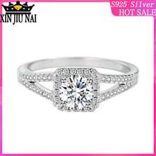 Anel de casamento de prata esterlina 925 com proposta de diamante anel quadrado feminino anel de casamento de platina personalizável 8 corações e oito flechas 2024 - compre barato