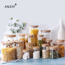 Kitchen Food Container Bamboo Lid Sealed Transparent Cans Kitchen Grains Beans Storage Bottles Miscellaneous Grain Jars 2024 - buy cheap