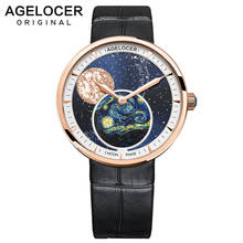 AGELOCER-relojes Moonphase para mujer, reloj de cuarzo resistente al agua, negro, azul, Masculino 2024 - compra barato