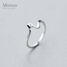 Modian Fashion Wavy Line Open Adjustable Finger Rings for Women 925 Sterling Silver Heartbeat Ring Fine Jewelry Accessories 2024 - buy cheap