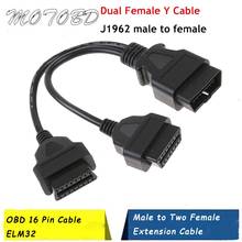 Cable de extensión J1962 OBD OBDII16 Pin OBD2 16 Pin macho a hembra doble divisor Y conector, compatible con puerto OBD II, ELM327, nuevo 2024 - compra barato