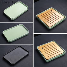 Ceramic dry-bubble brass small bamboo tea tray Quick guest coffee table Simple office household water storage coffee table 2024 - buy cheap