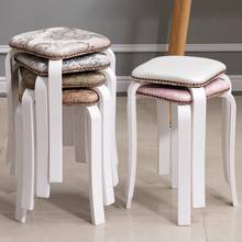 Solid wood round stool home adult dining chair Nordic soft bag fabric simple stool modern high stool wood bench 2024 - buy cheap