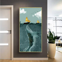 Nordic Abstract Whale Sailboat Canvas Painting Landscape Posters and Prints Wall Art Picture for Living Room Home Decor Cuadros 2024 - buy cheap