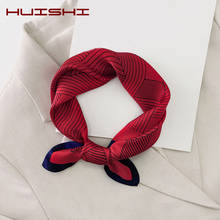 Huishi-lenço de seda feminino, sólido, estampada, para o verão, bandana, faixa para cabeça 2024 - compre barato